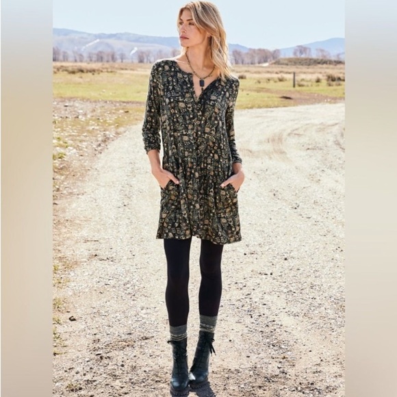 Peruvian Connection Alpine Flower Tunic Sz M Granola Girl Witchy Boho Lagenlook - Picture 1 of 16